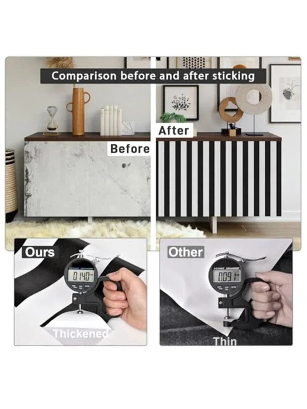 Black White Striped Peel and Stick Wallpaper Self Adhesive Removable Contact